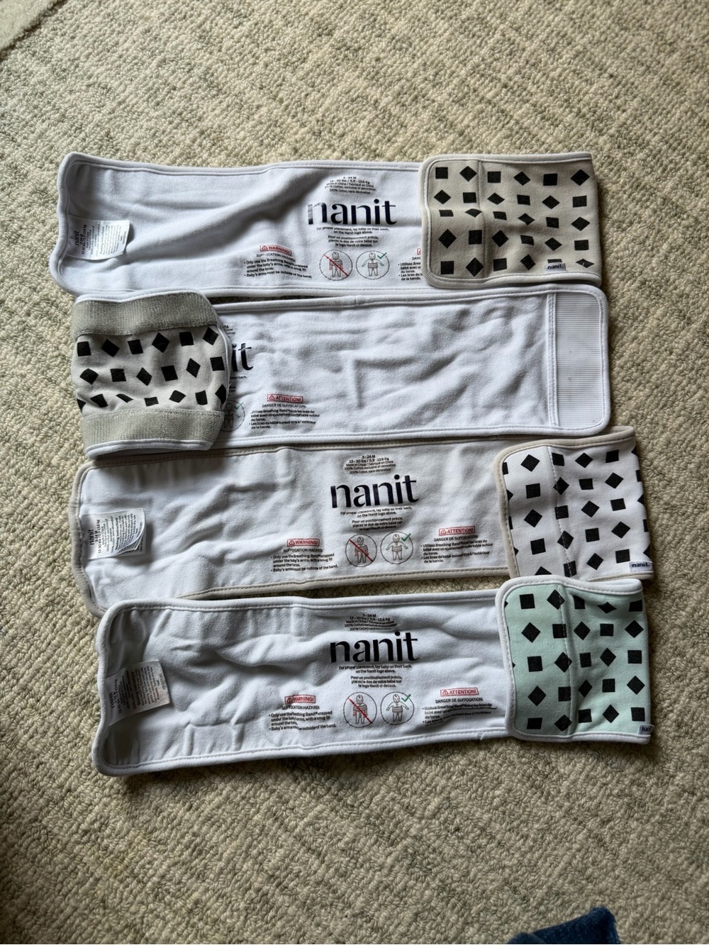 Nanit 3-24 month Breathing Bands, grey, green and white